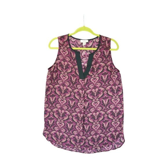 Loft Flowy Sleeveless Multicolor V Neck Blouse Size Medium‎ M Women's - Picture 1 of 4